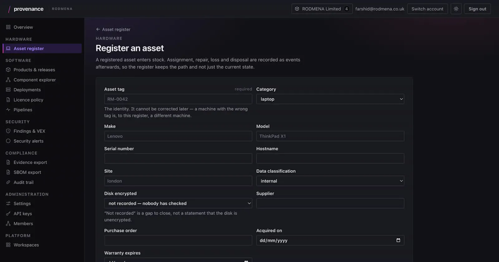 Provenance screenshot 2