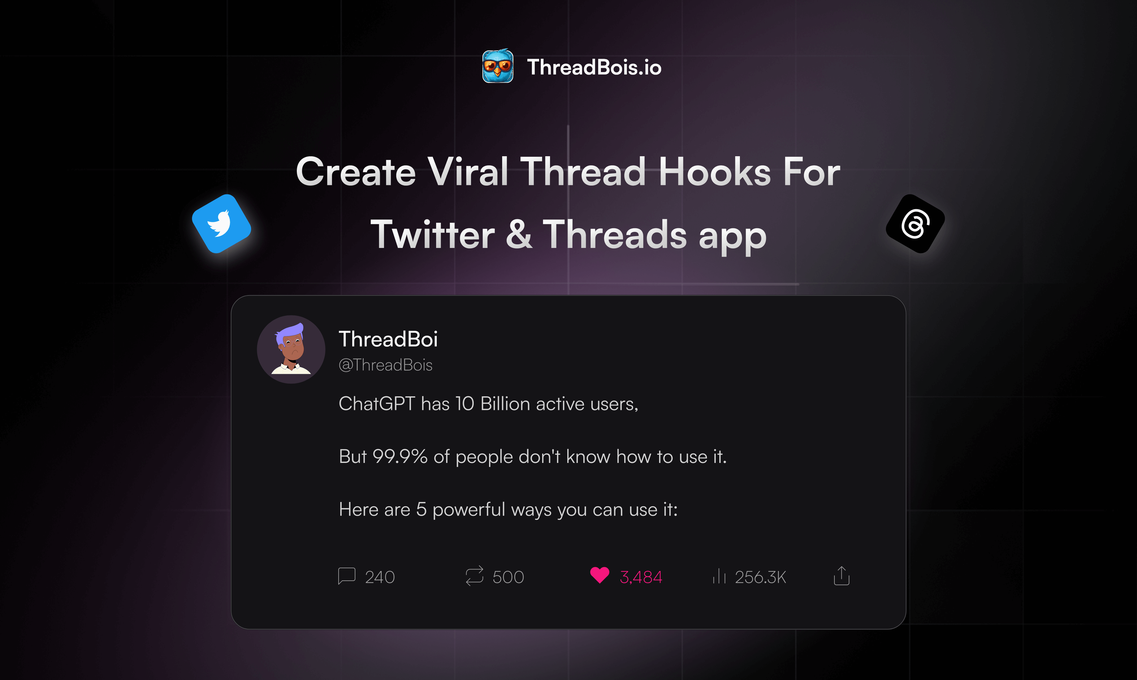 startuptile ThreadBois-Create viral Threads hooks for Twitter & Threads app