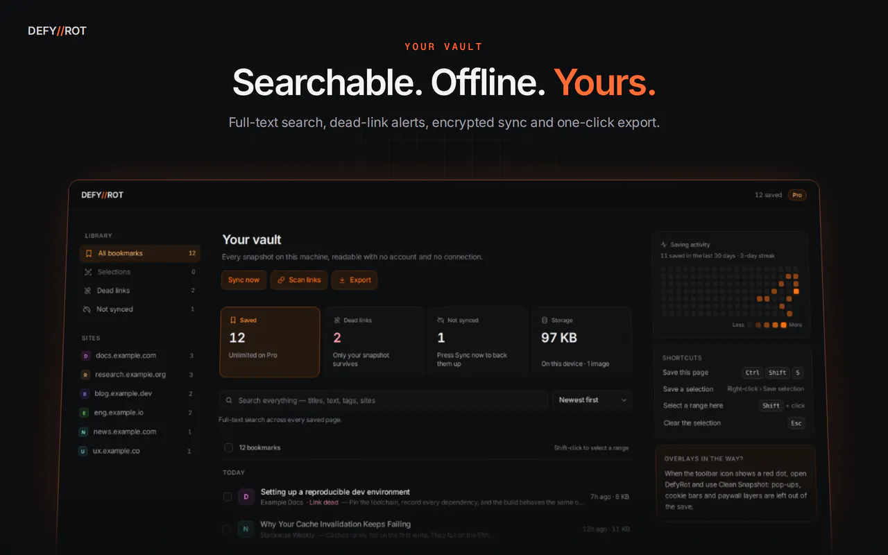DefyRot — Never lose a reference link. gallery image