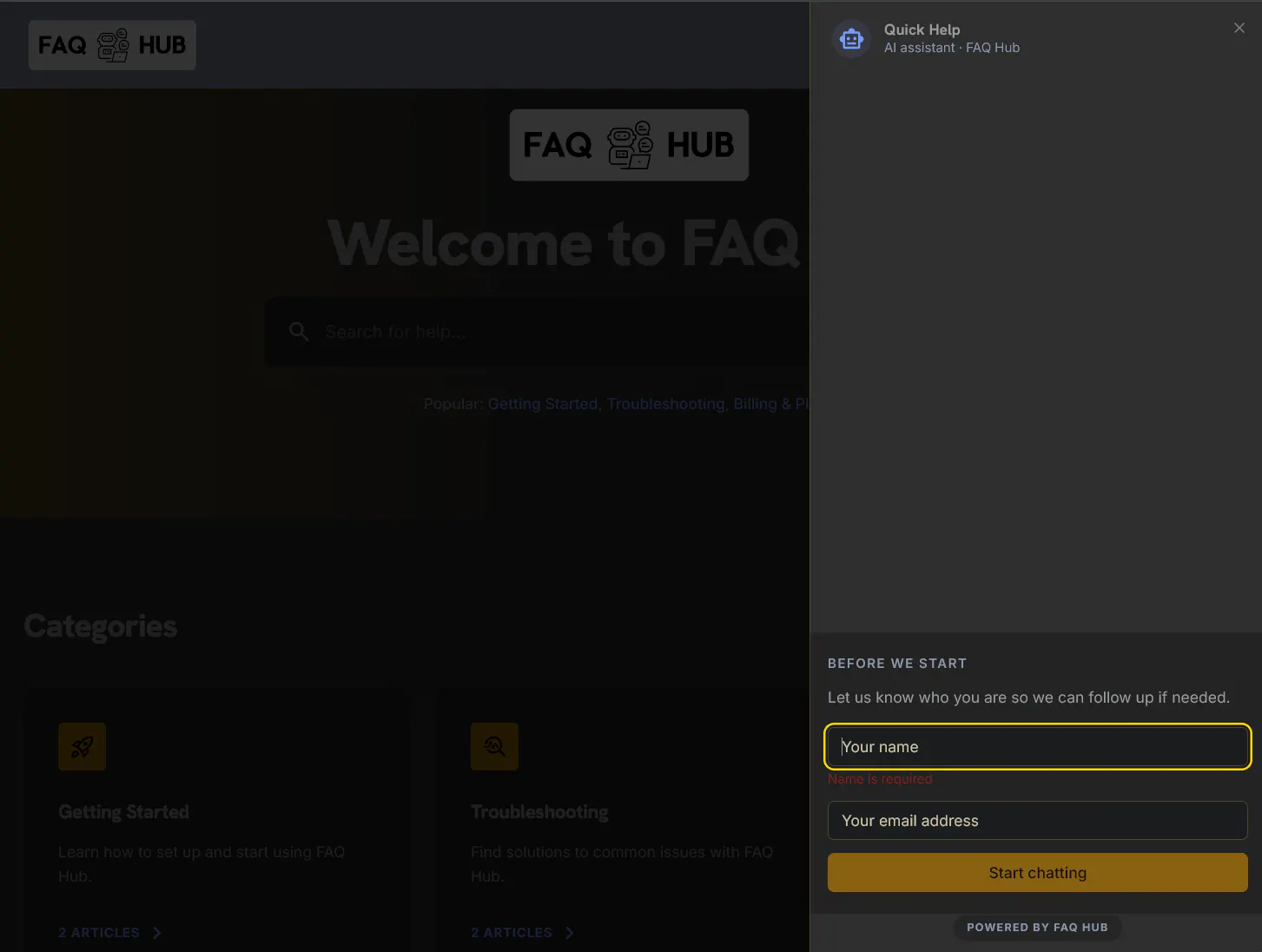 FAQ Hub gallery image