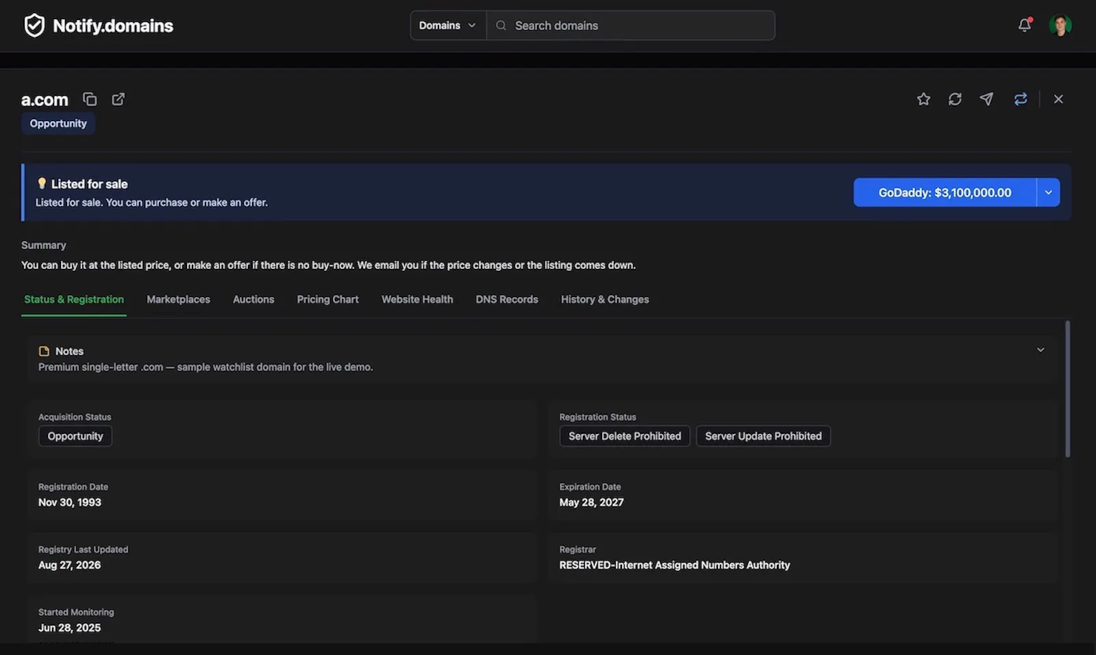 Notify.domains screenshot 4