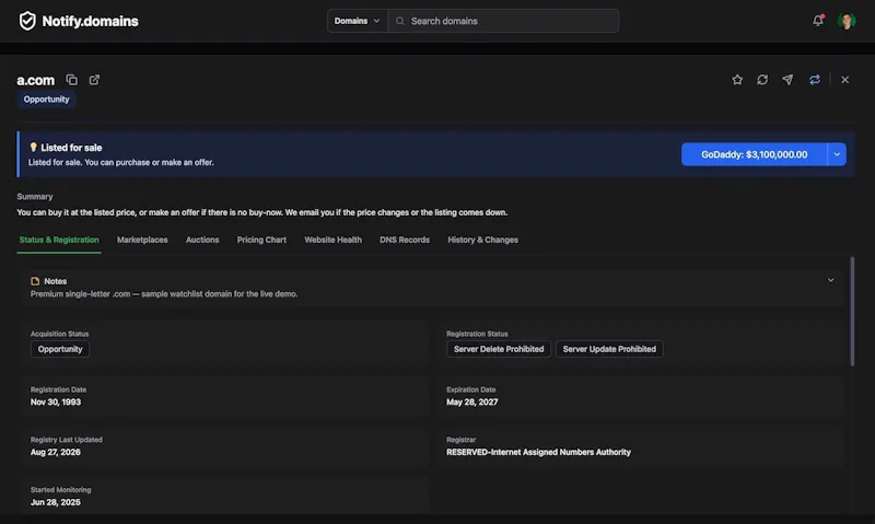 Notify.domains screenshot 4