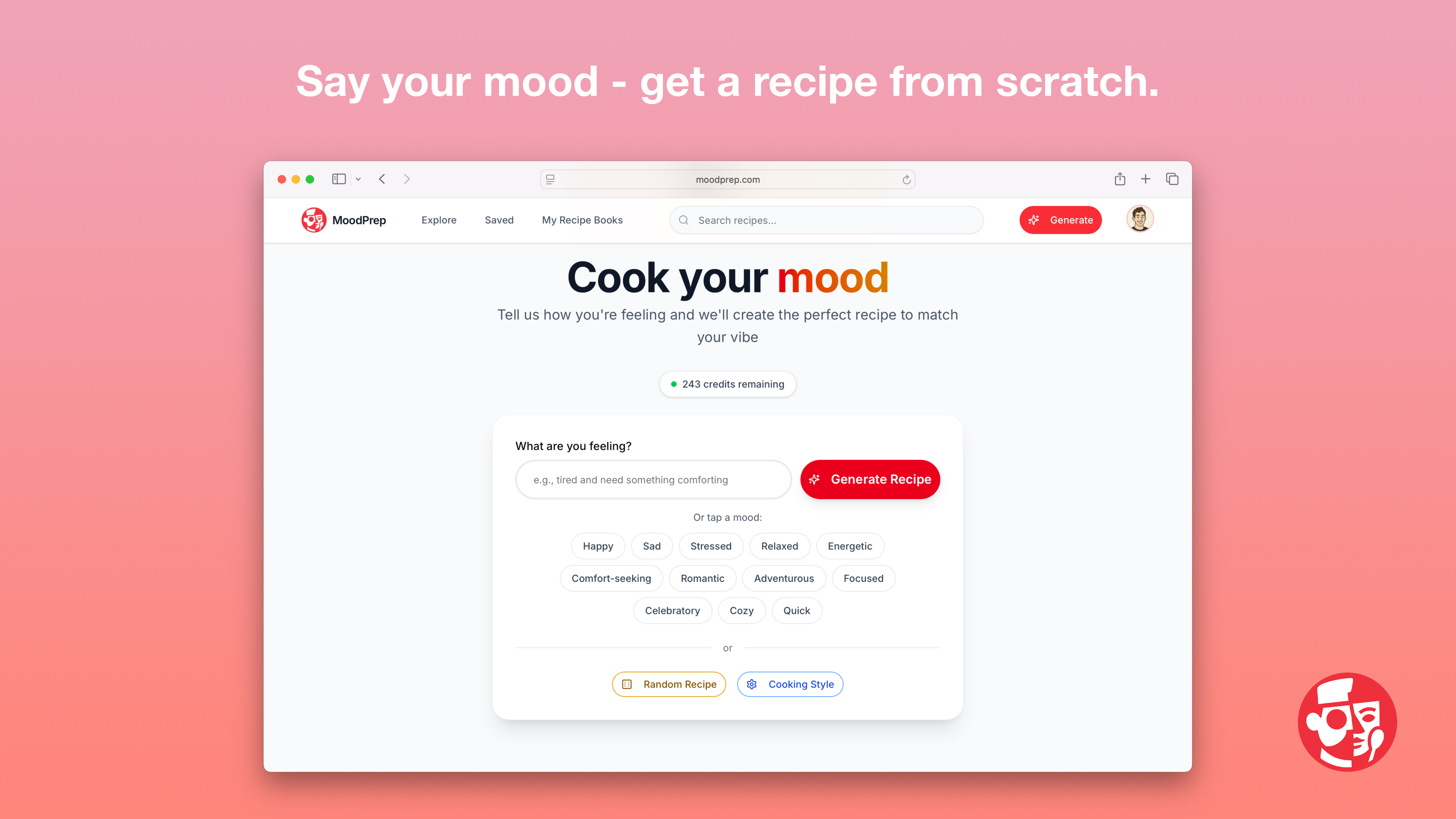 وسائط MoodPrep - قل حالتك المزاجية - احصل على وصفة.وجبات AI من الأجواء إلى الطبق. 2