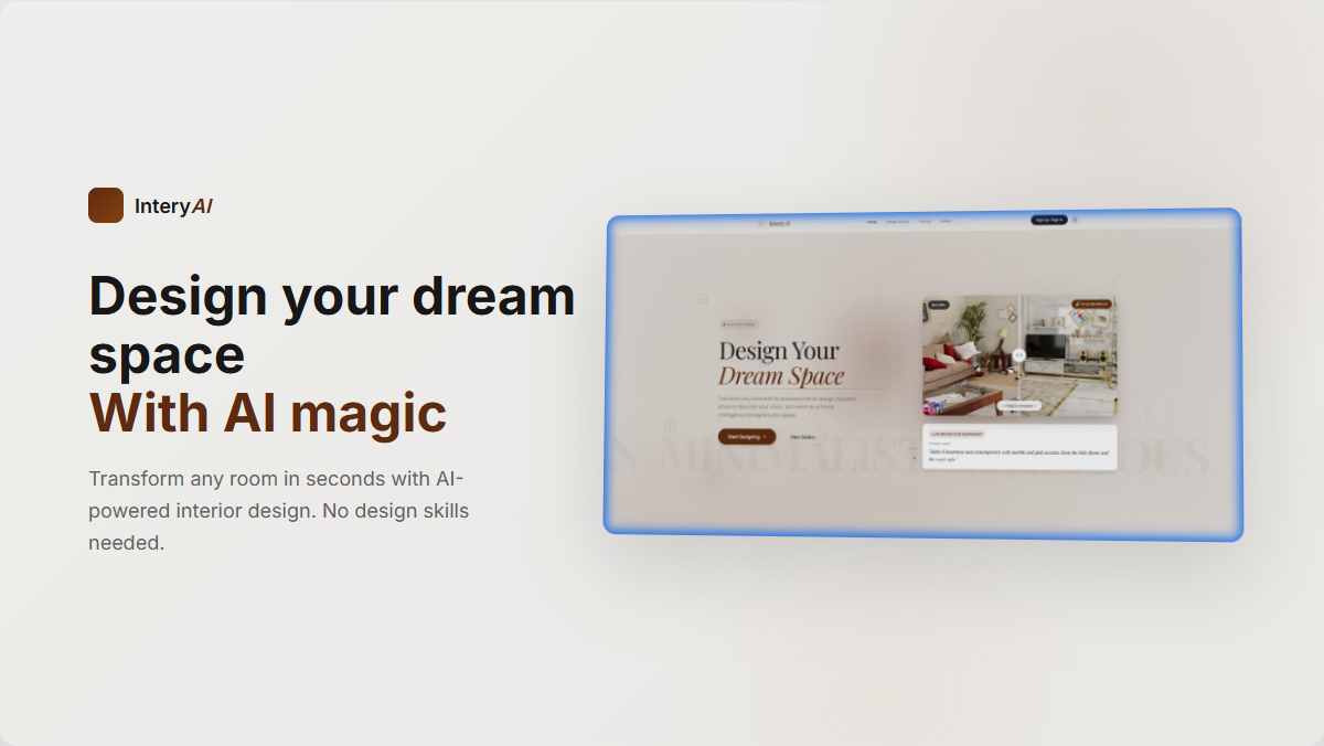 InteryAI - Main product screenshot demonstrating key features and user interface
