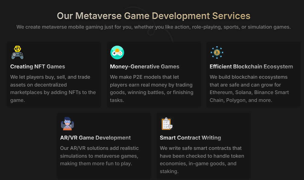 Metaverse Game Development - Screenshot 3 showing product features and functionality