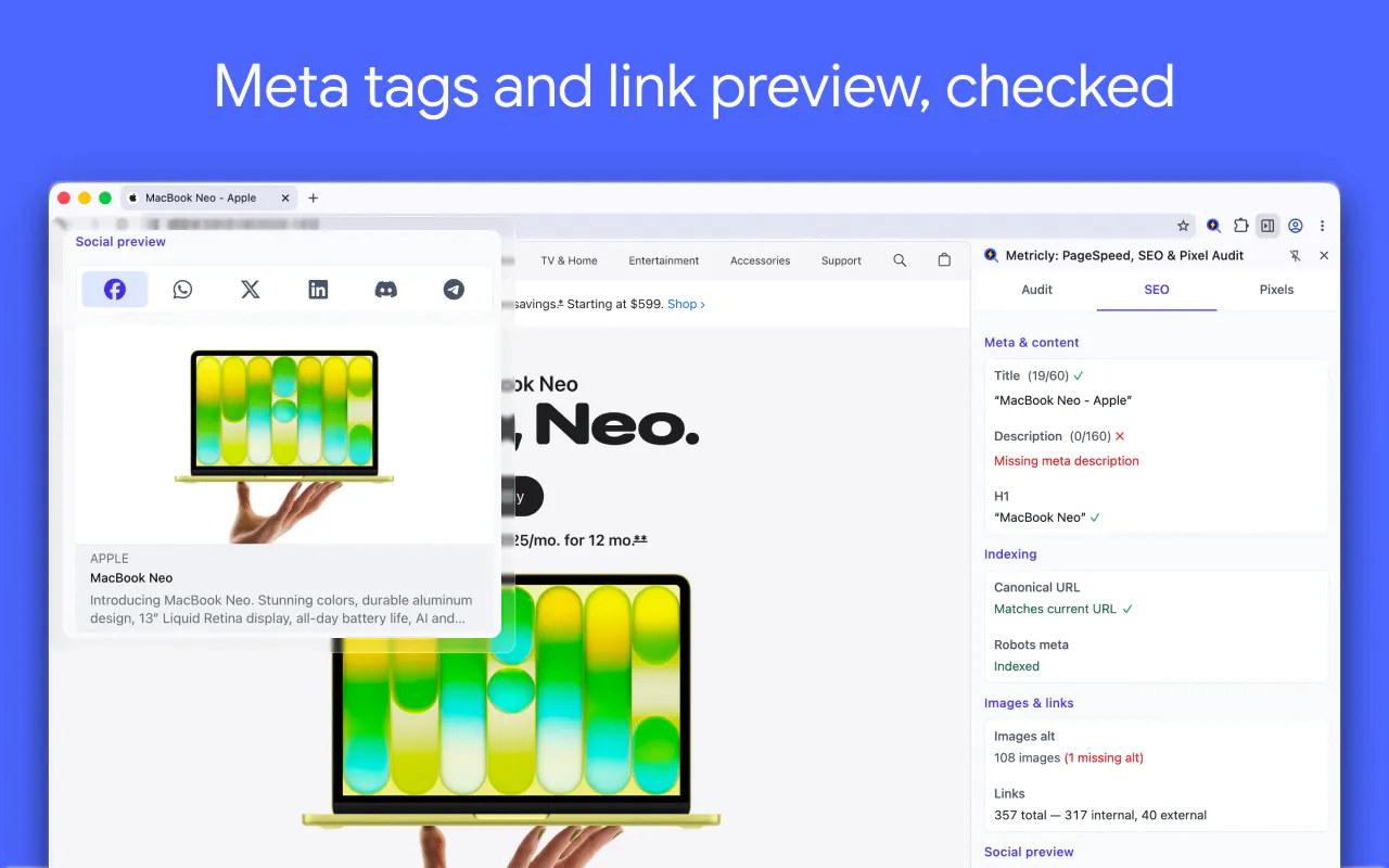 Metricly: PageSpeed, SEO & Pixel Audit gallery image