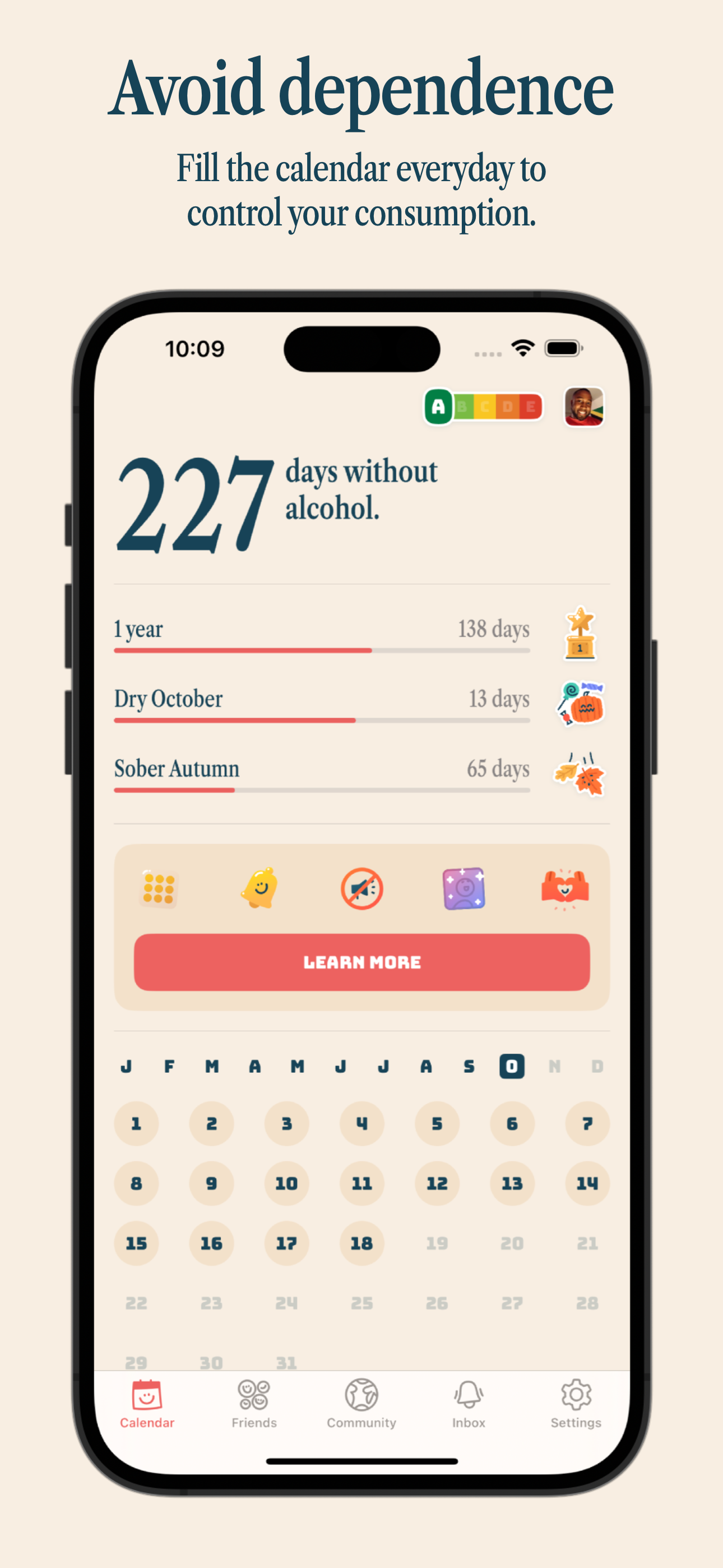 แห้ง - แอปแอลกอฮอล์ปฏิทิน iOS สำหรับชีวิตที่มีสุขภาพดีและมีสติ media 4