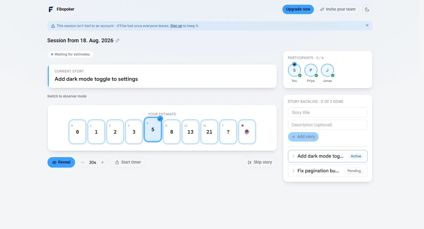 Fibopoker screenshot