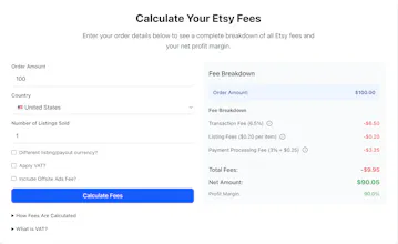 Etsy Fee Calculator gallery image