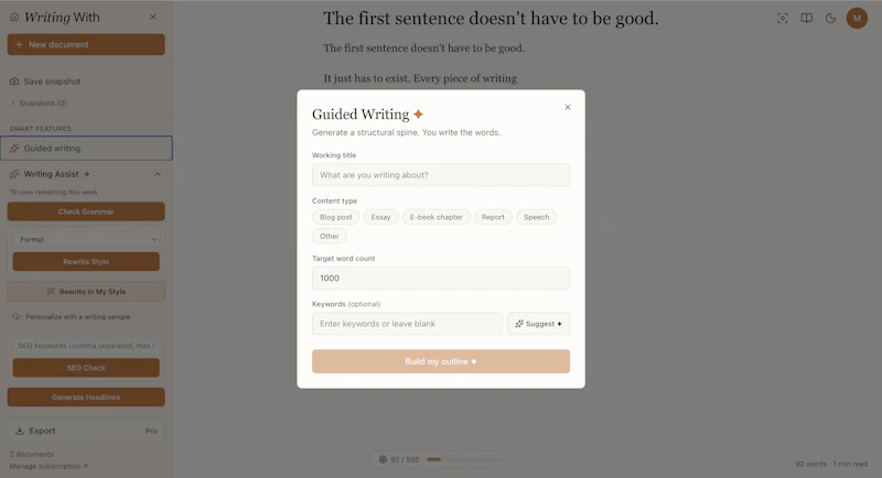 Writing With - Just you and a blank page screenshot 4