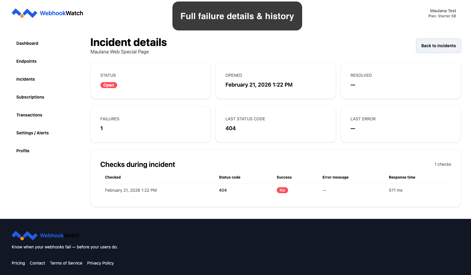 WebhookWatch - Screenshot 3 showing product features and functionality