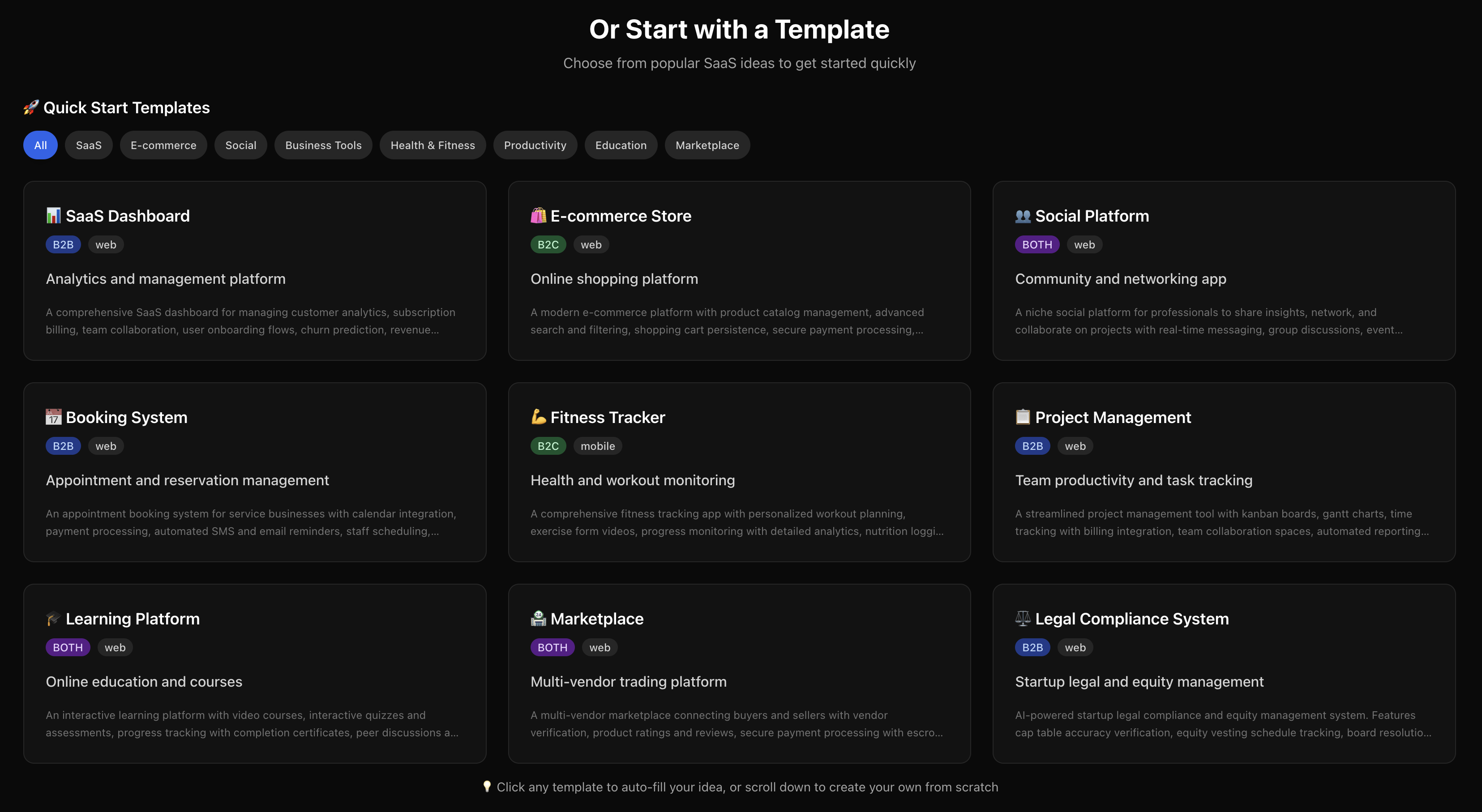 VibeBuilder: Ideas → SaaS blueprints gallery image