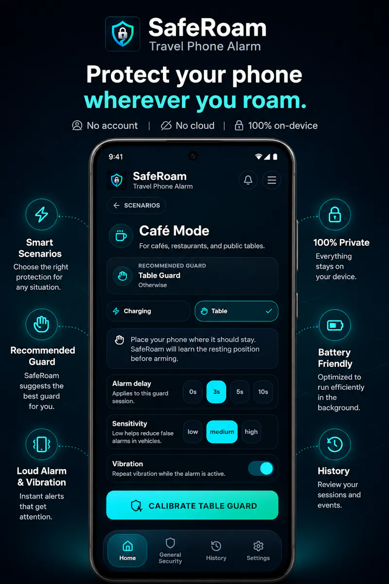SaferRoam - Anti-Theft Alarm screenshot 4