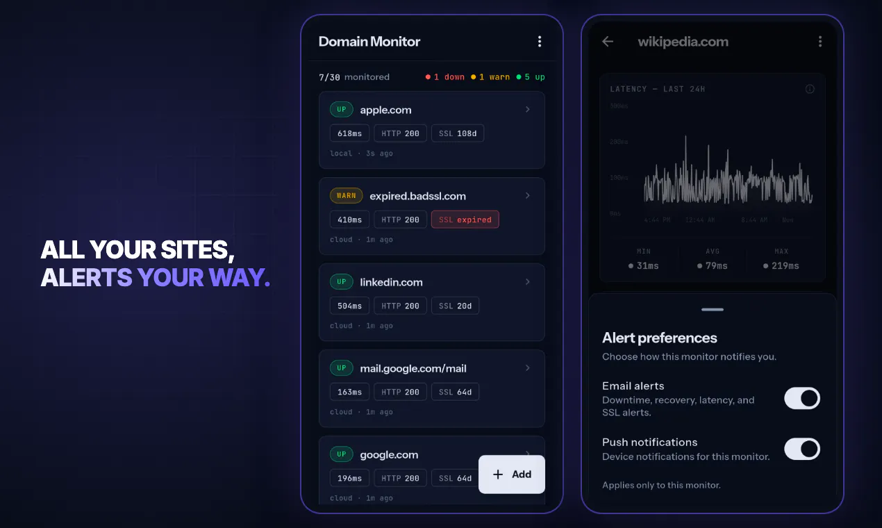 Domain Monitor: SSL & Uptime gallery image