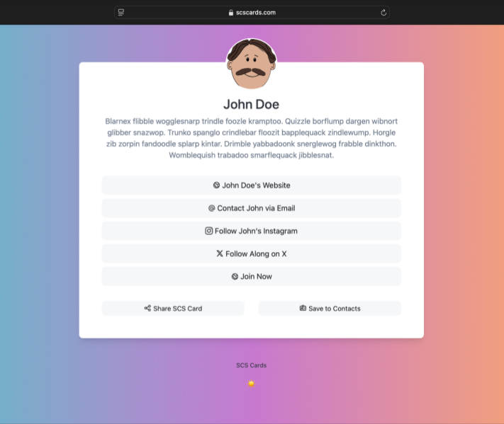 SCS Cards - Main product screenshot demonstrating key features and user interface