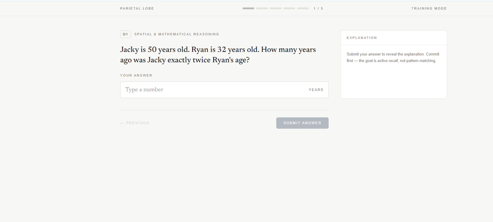 The first metacognitive assessment screenshot 4