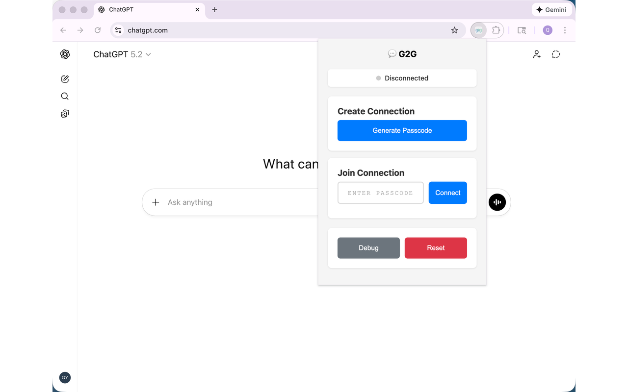 G2G - Main product screenshot demonstrating key features and user interface