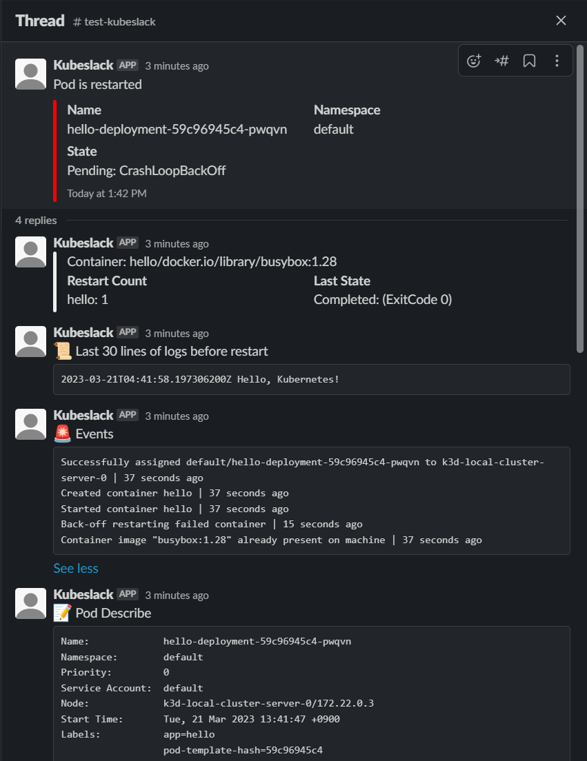 입방체 - Kubeslack은 Kubernetes 모니터링을위한 슬랙 봇입니다. 미디어 2