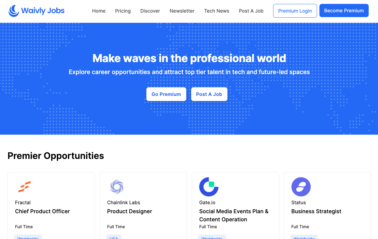 Waivly Jobs 2.0 - Откройте для себя качественные рабочие места от будущих компаний медиа 1
