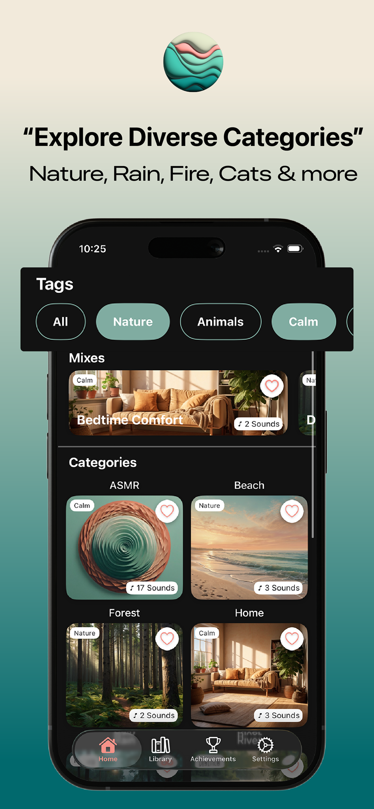 Nava – Ambient Sounds iOS App - Main screenshot showing features and interface
