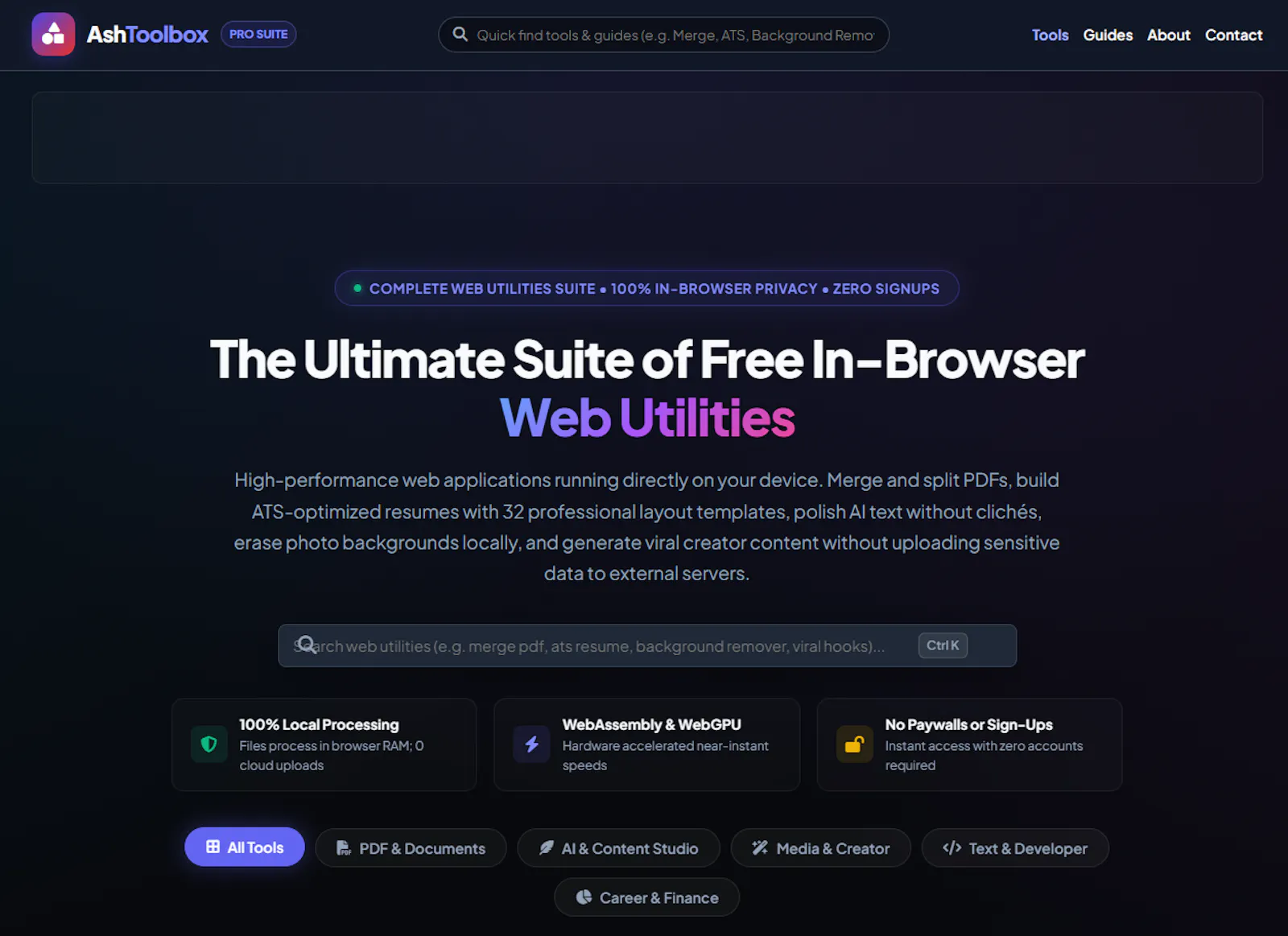 AshToolbox Web Utilities Platform screenshot 1