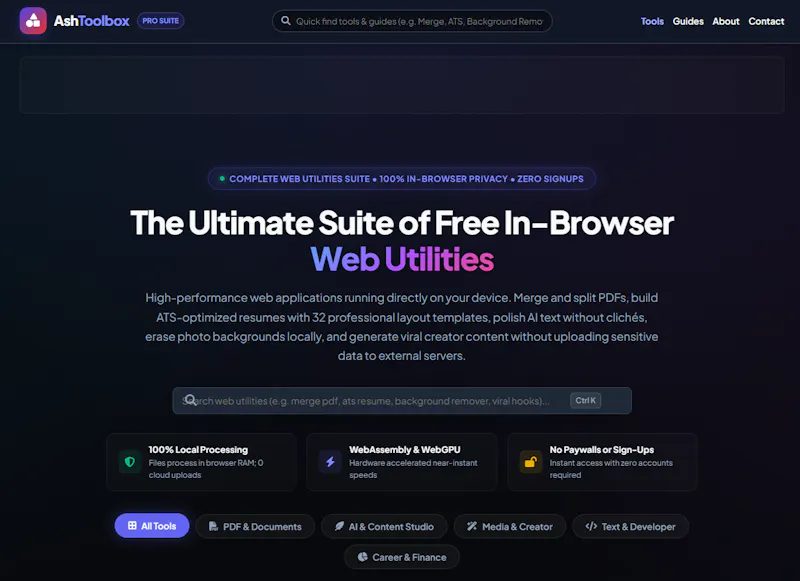 AshToolbox Web Utilities Platform screenshot 1