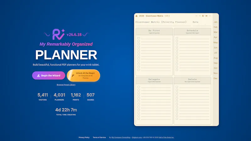 My Remarkably Organized Planner Wizard screenshot 1