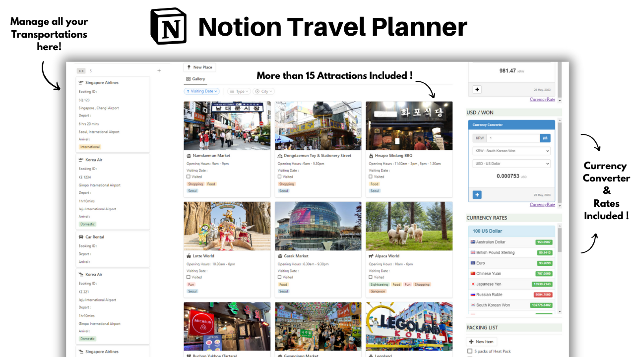 Notion Travel Planner gallery image