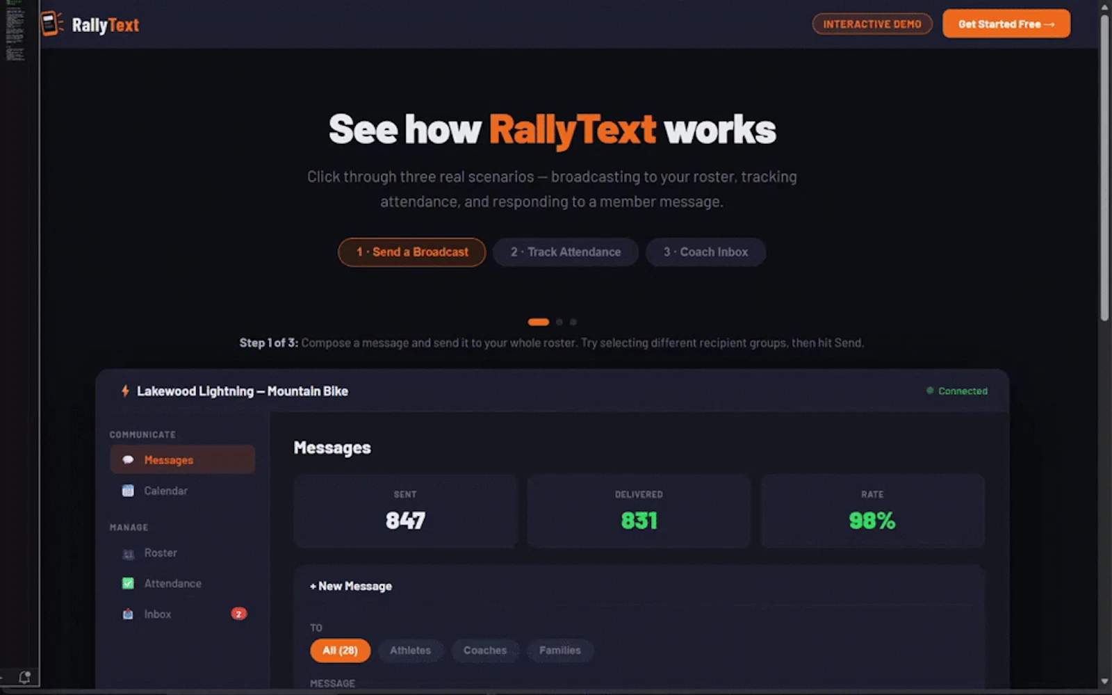 RallyText screenshot 1 (video preview)