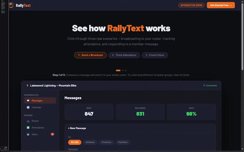 RallyText screenshot 1 (video preview)