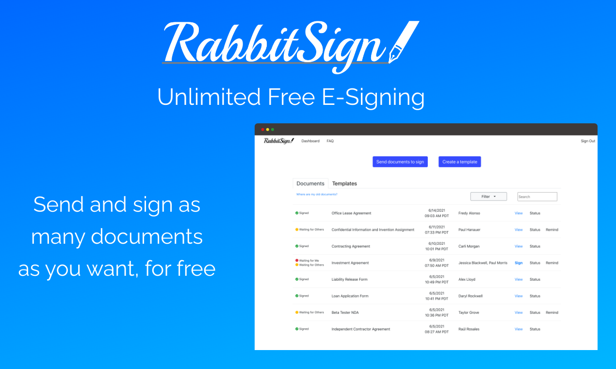 Media Rabbitsign - E-menandatangani HIPAA yang tidak terhad 1