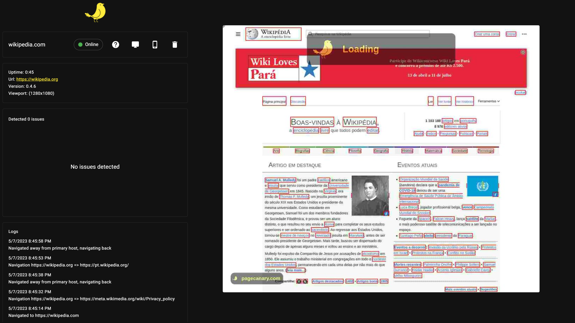 Page Canary media 1