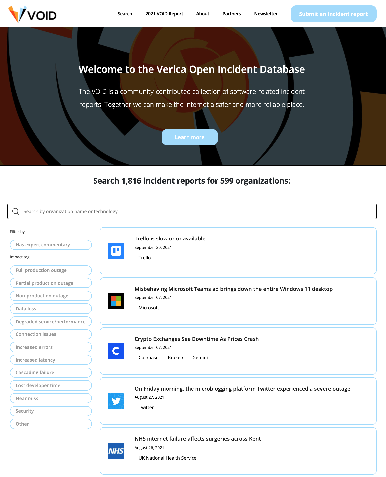 The VOID (Verica Open Incident Database) gallery image