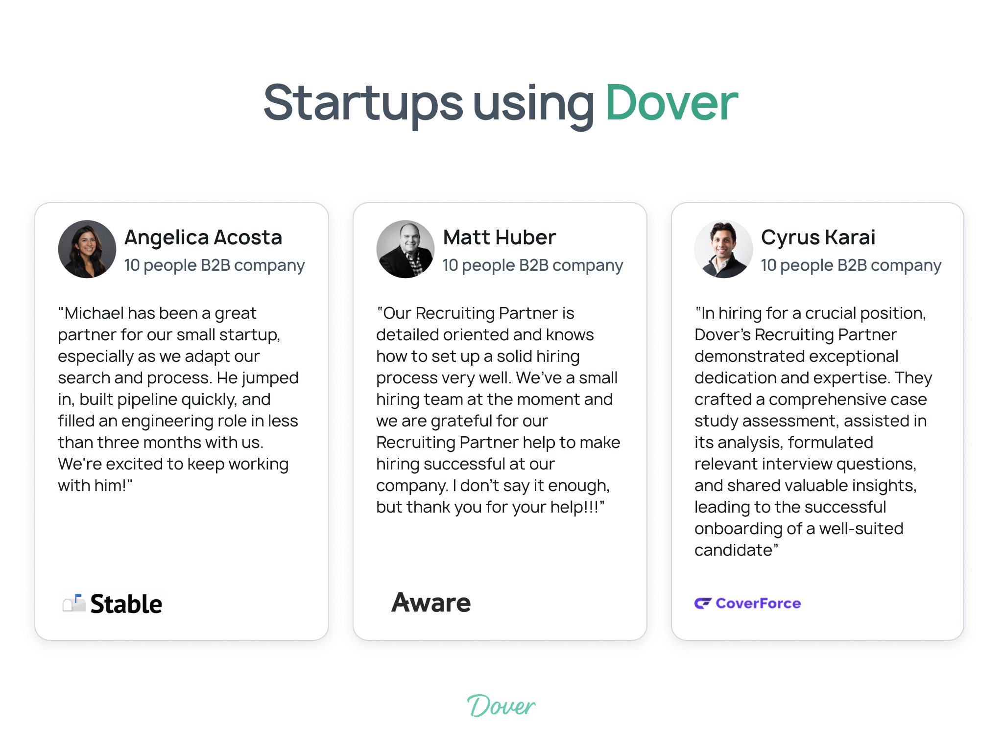 Partner di reclutamento di Dover - Assumi i migliori talenti con un reclutatore frazionario superiore al 2% media 3