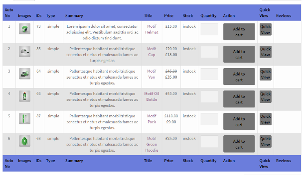 WooCommerce Product Table Listing gallery image