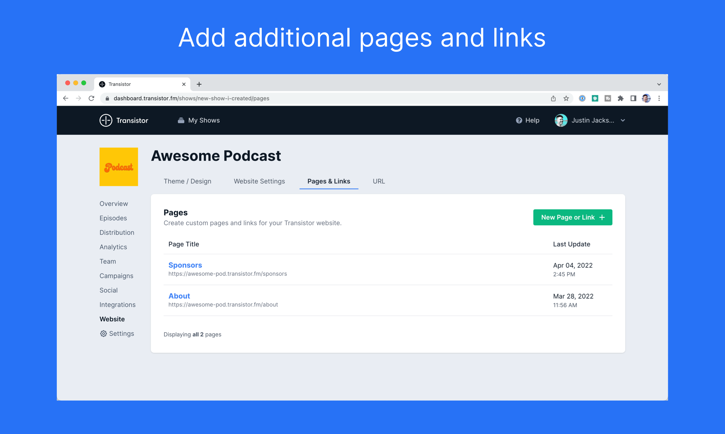 Constructor de sitios web de podcast gratuito - Genere un sitio web para su podcast desde su feed RSS media 4