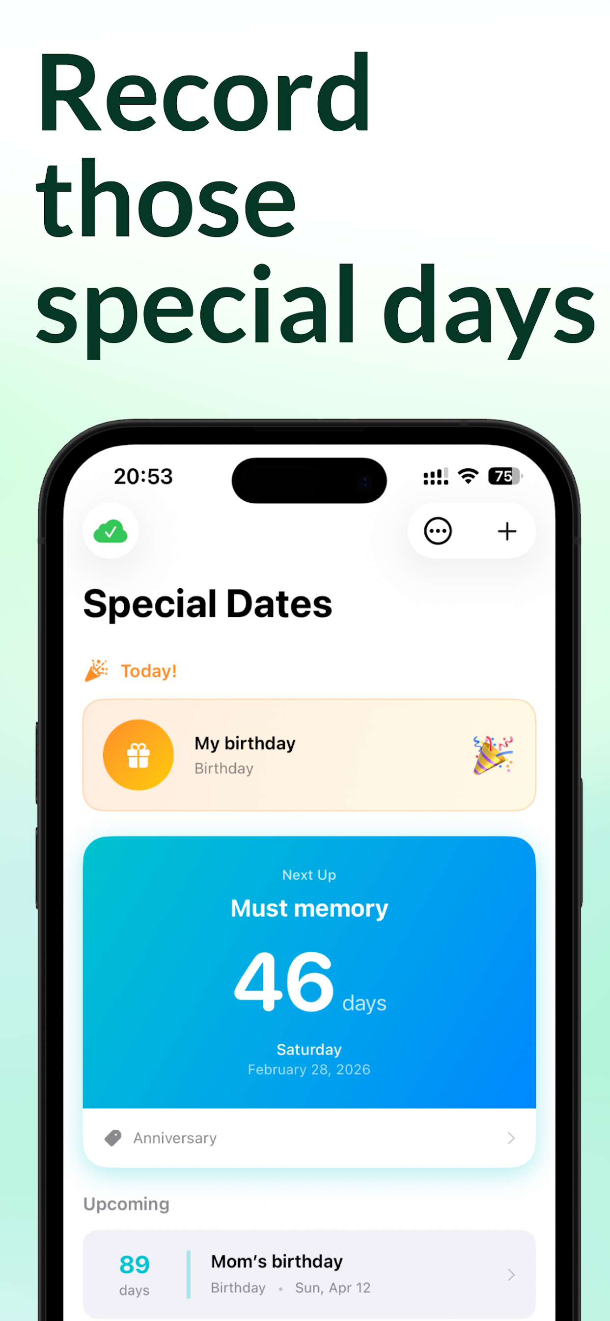 Special Date - Main product screenshot demonstrating key features and user interface