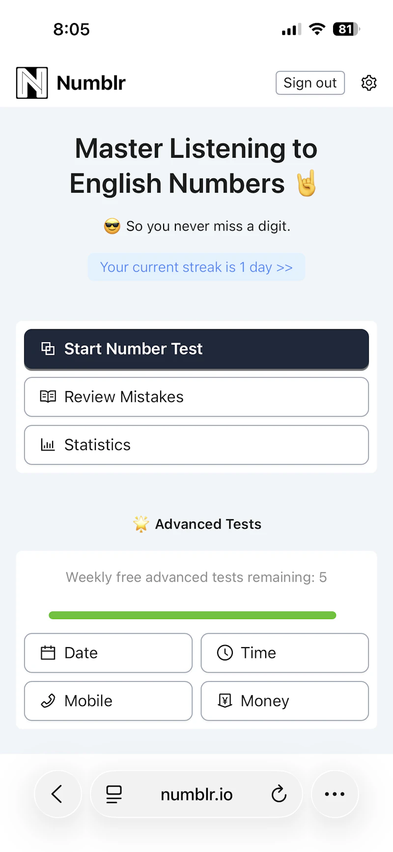Numblr screenshot 5
