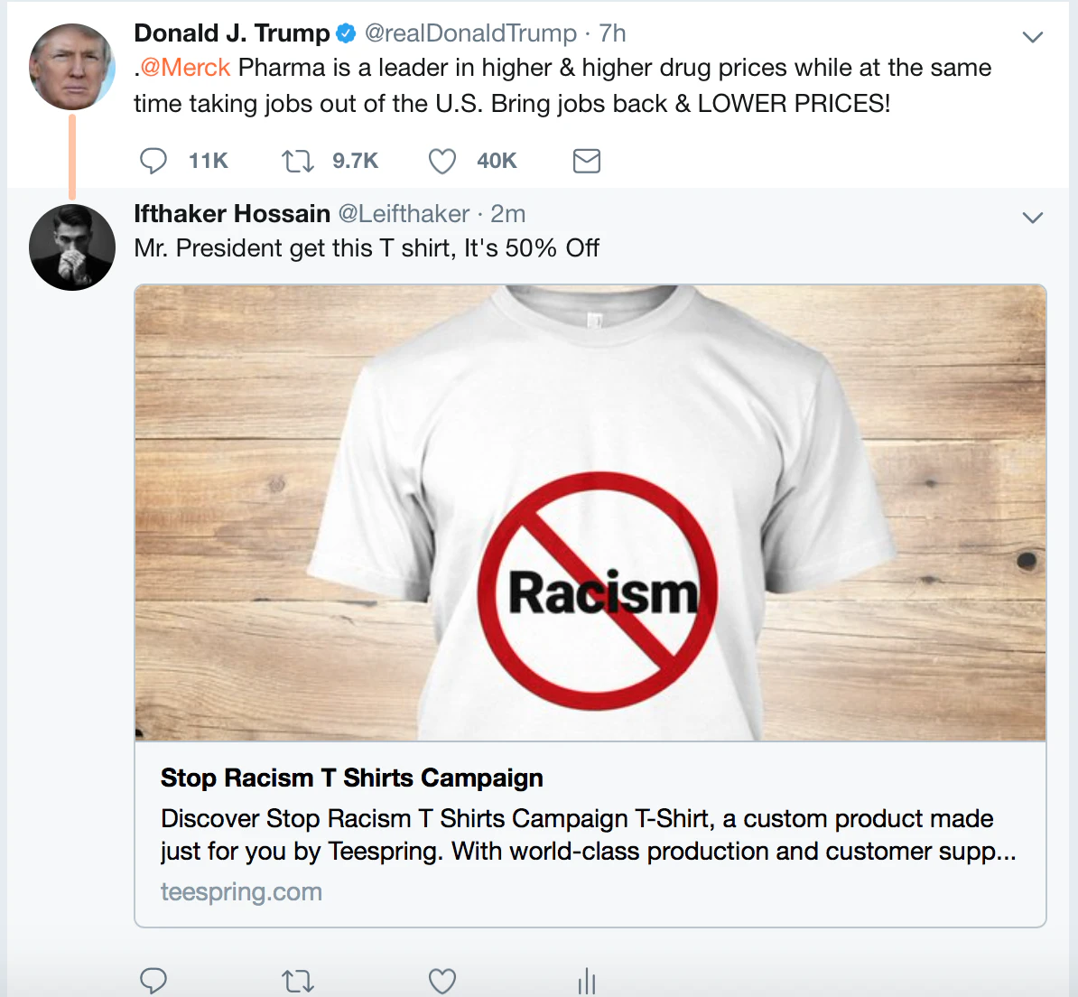 Amazon "No Racism" Tshirt