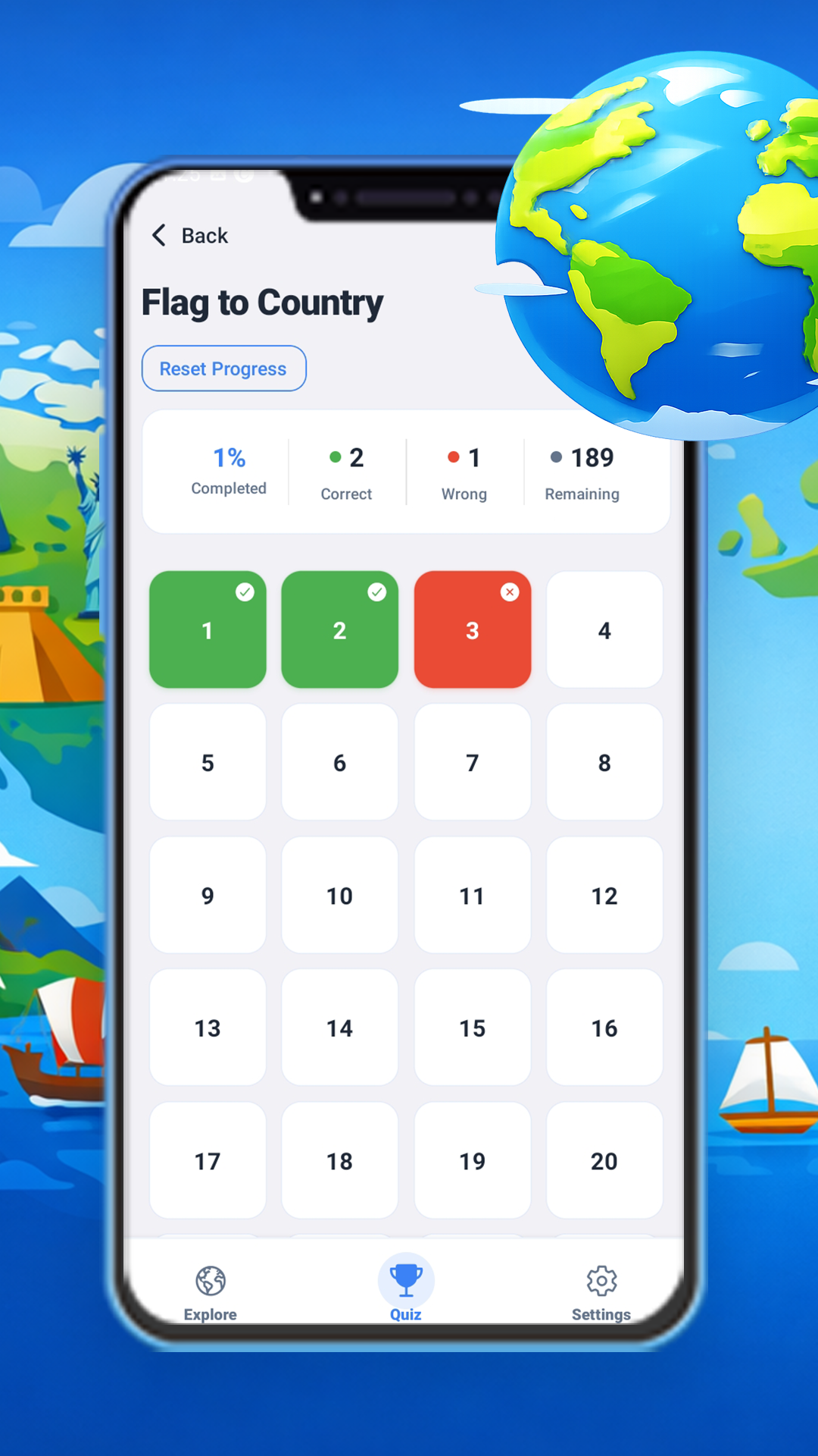 Countries Quiz – Learn Geography - Screenshot 5 showing product features and functionality