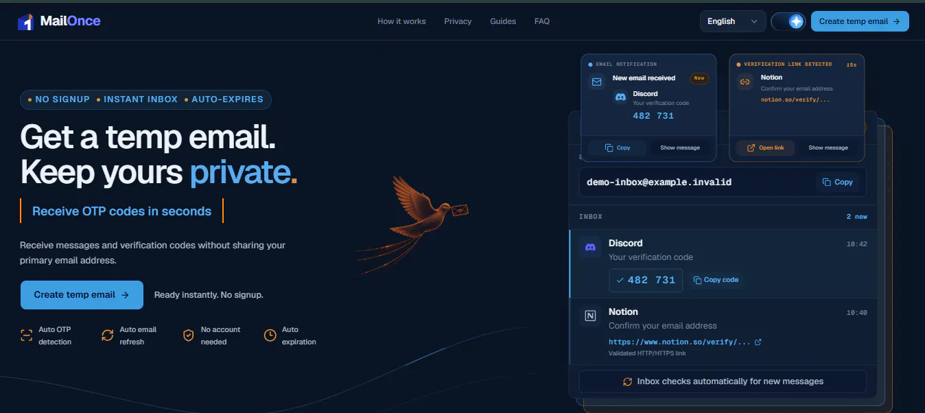 MailOnce product banner