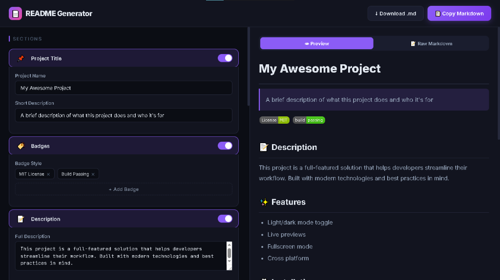 Free GitHub README Generator gallery image