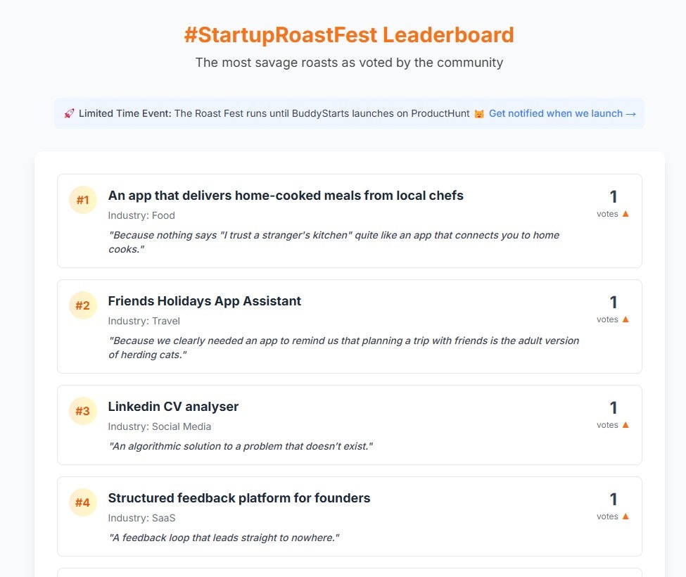 Média Générateur de rôti de startup (avec audio) - Prêt à être rôti?🫠 #startuproastfest 2