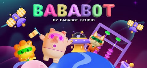 Логотип приложения Bababot с ярким дизайном, демонстрирующим символы абака и соробана.