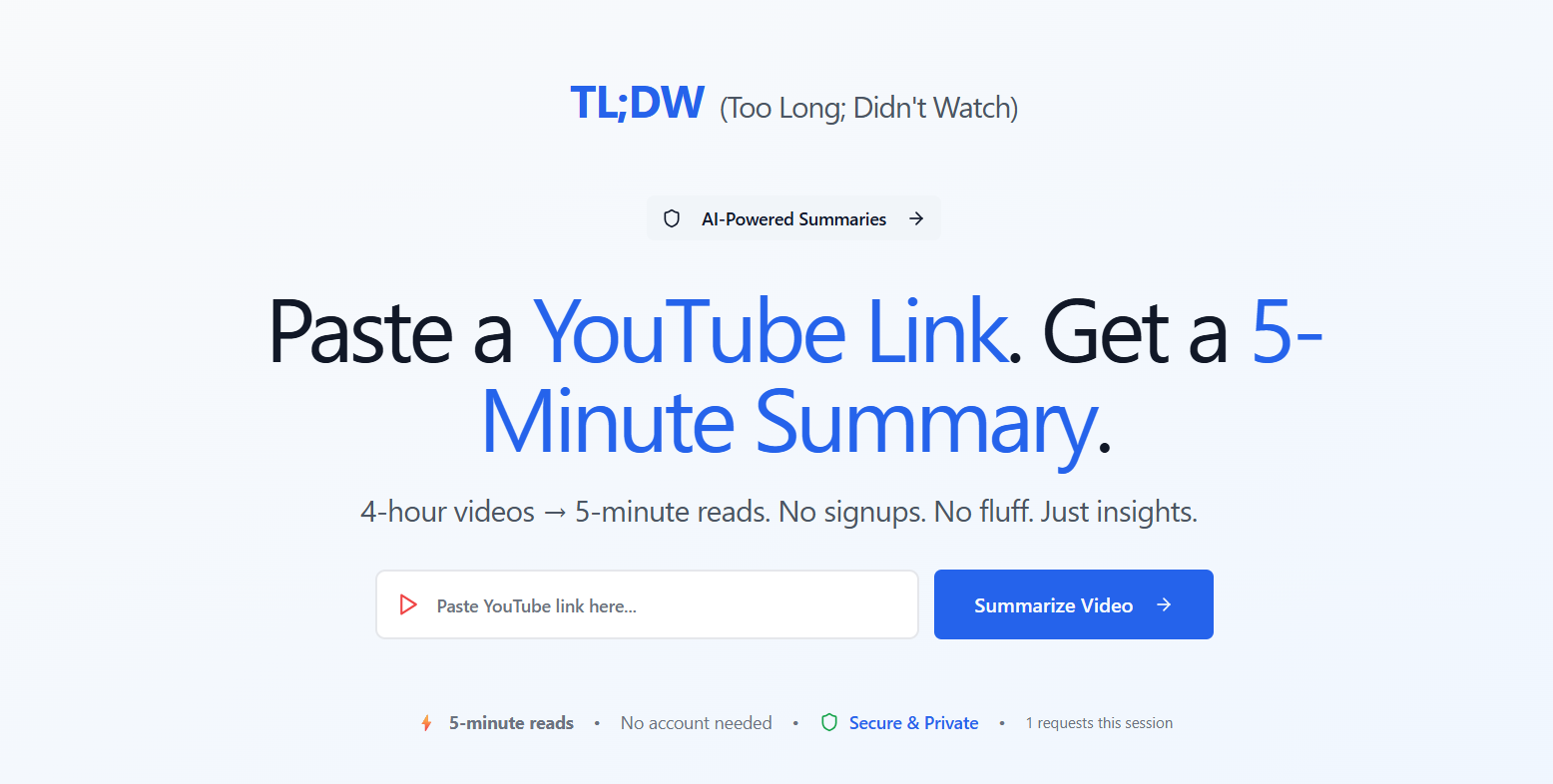 Tl; dw (demasiado largo; no miré) - Convierta los videos de YouTube de 4 horas en lecturas de 5 minutos. media 4