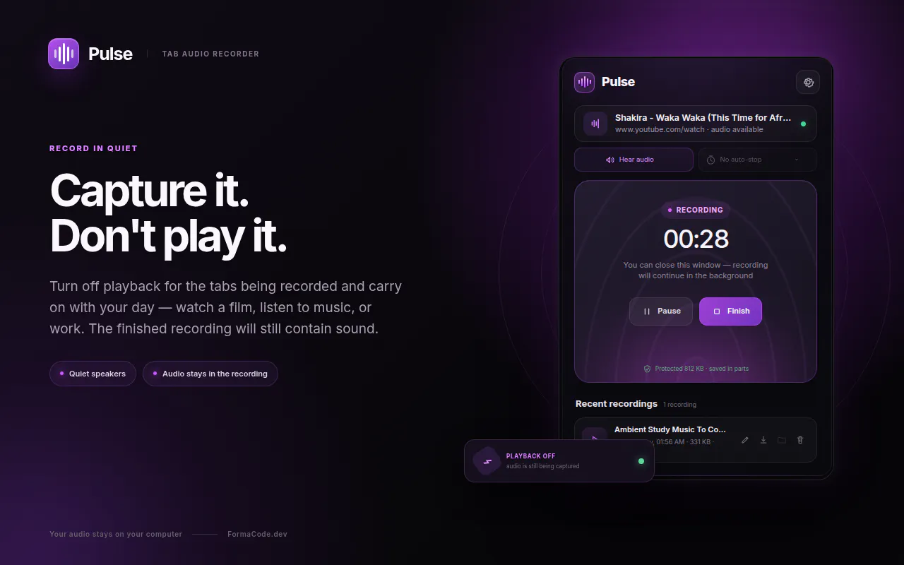 Pulse — Free Tab Audio Recorder gallery image