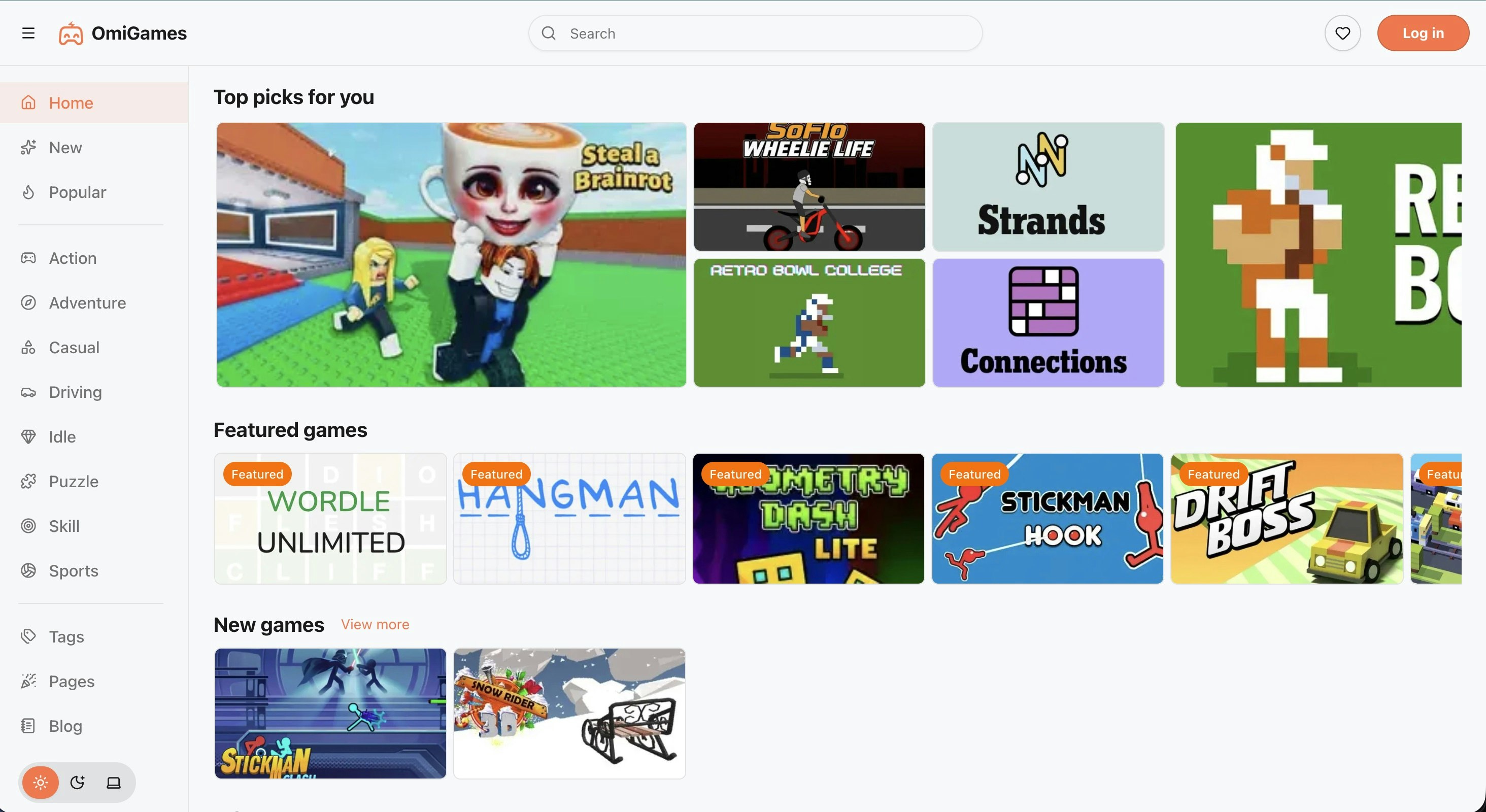 OmiGames - Main product screenshot demonstrating key features and user interface