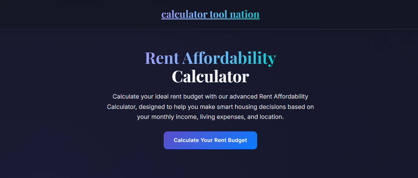 Rent Affordability Calculator - Main product screenshot demonstrating key features and user interface