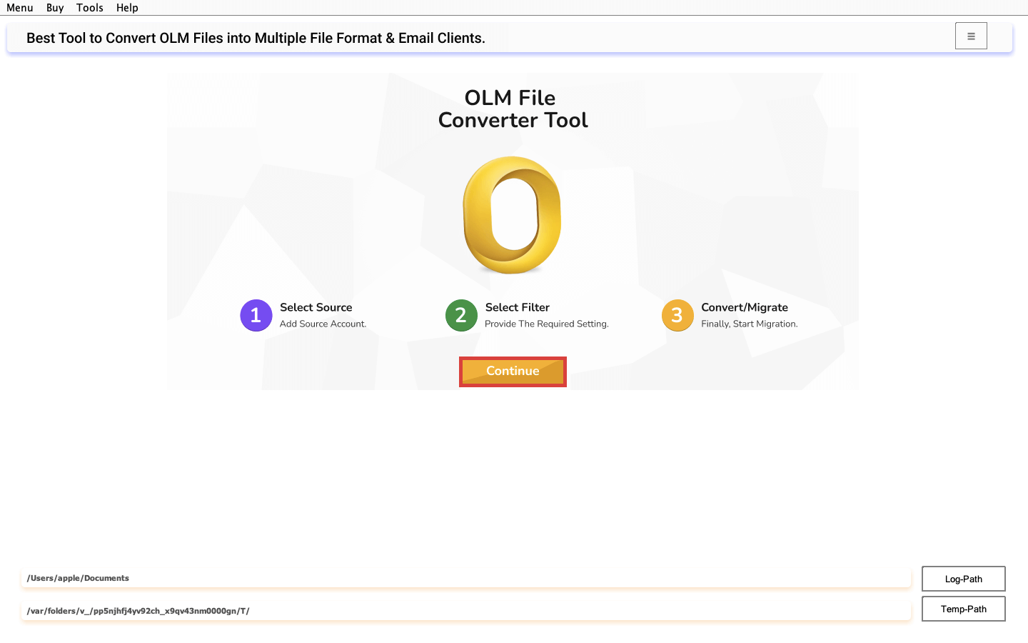 Media Macsonik Olm ke CSV Converter untuk Mac - Tukar OLM ke CSV dengan mudah dengan alat Macsonik Mac 1