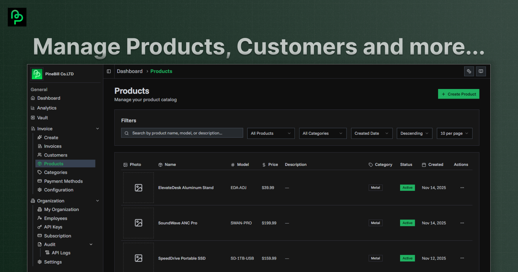 PineBill - Screenshot 3 showing product features and functionality